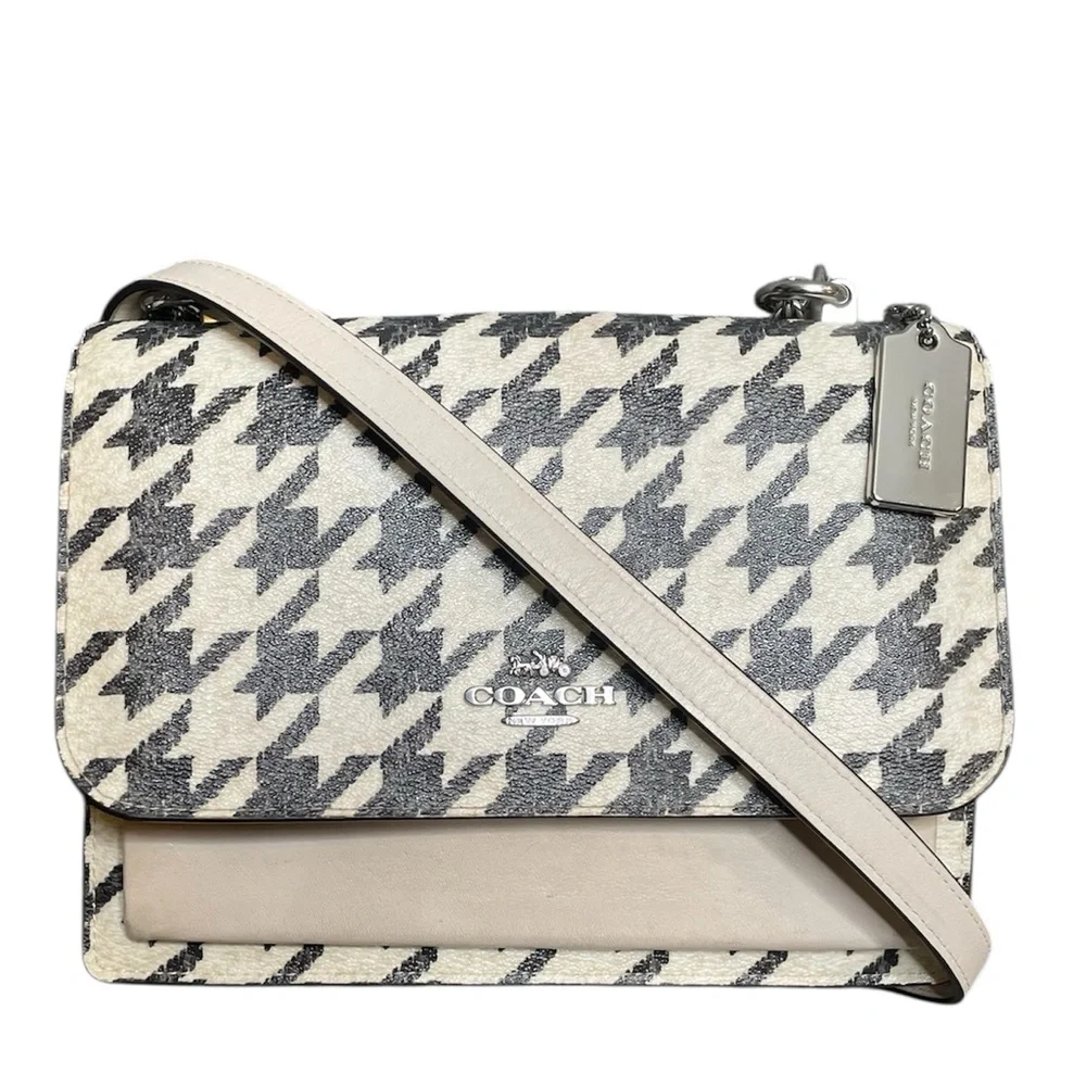 Coach Klare Houndstooth 2-Way Crossbody Classic Shoulder Flap Bag 2023